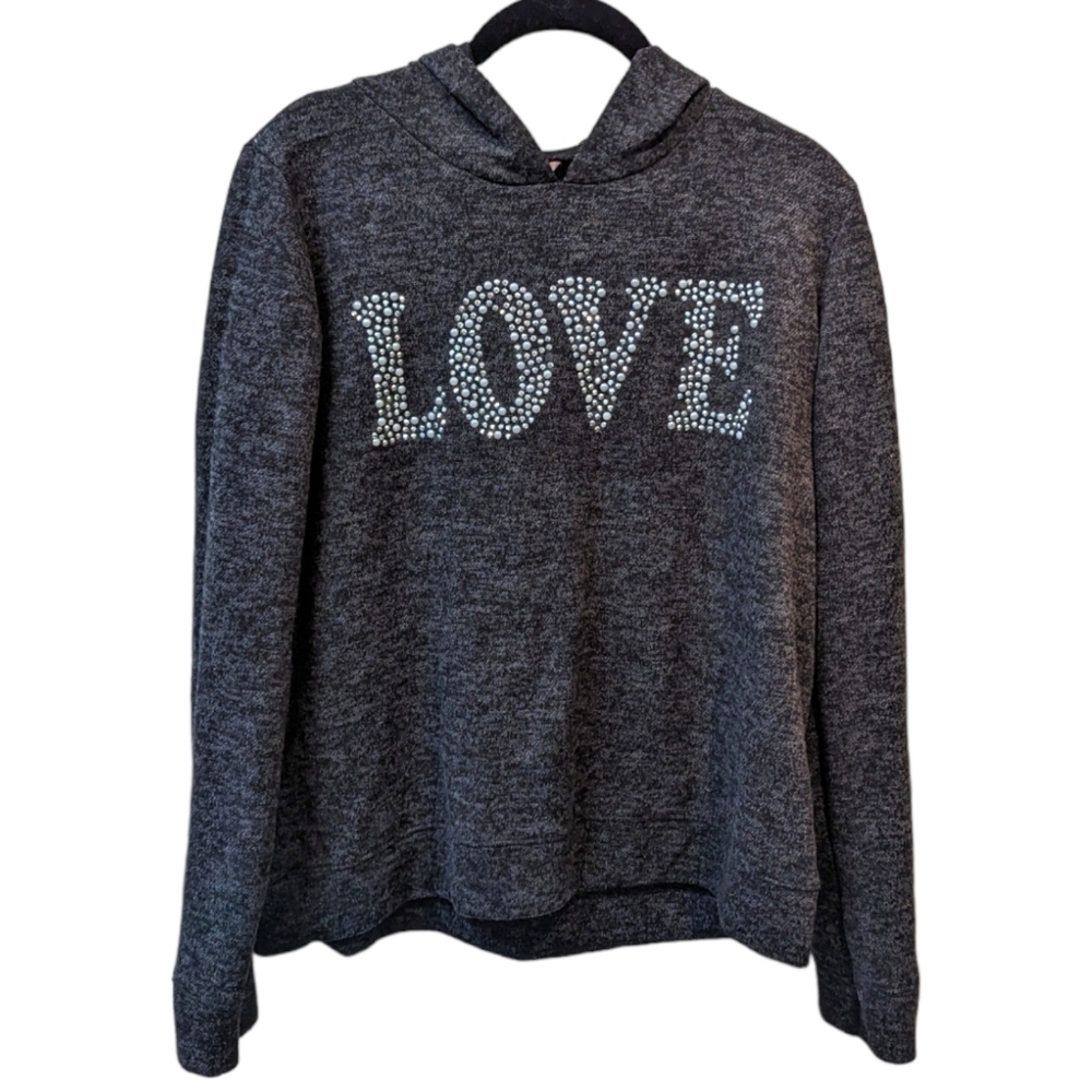 $3/30 SJS Women's Bedazzled Studded Love Logo Hoodie (L)